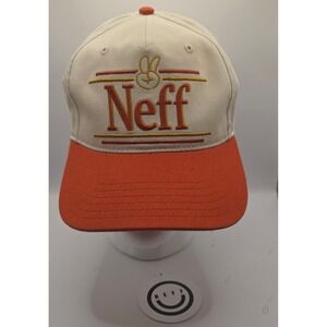 Neff Snapback Hat Cream Orange Cap Forever Fun Skate Snowboard Peace Sign NWOT
